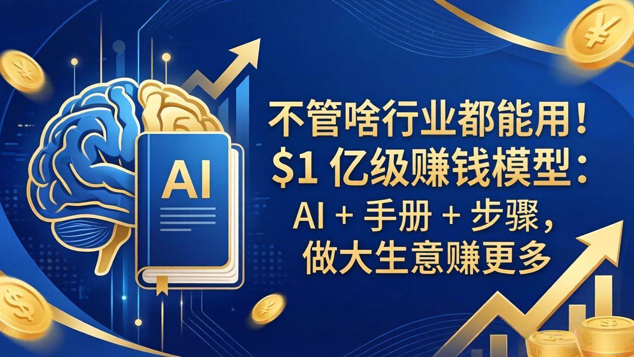 （18055期）不管啥行业都能用！$1 亿级赚钱模型：AI + 手册 + 步骤，做大生意赚更多-知行阁轻创网-分享网络赚钱项目-全网首发副业项目实操平台-副业创业项目网
