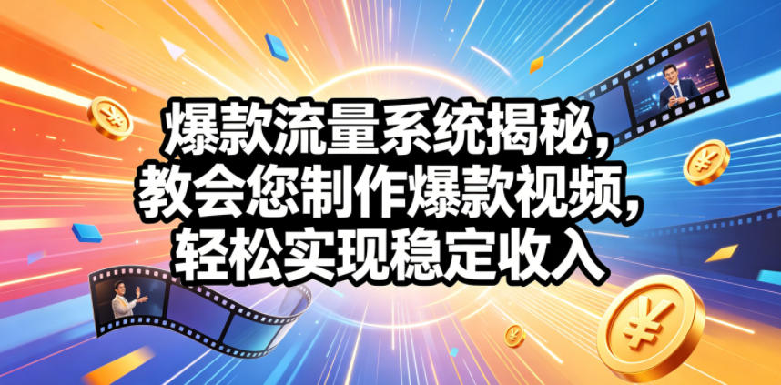 爆款流量系统揭秘，教会您制作爆款视频，轻松实现稳定收入【原创双语字幕】-知行阁轻创网-分享网络赚钱项目-全网首发副业项目实操平台-副业创业项目网