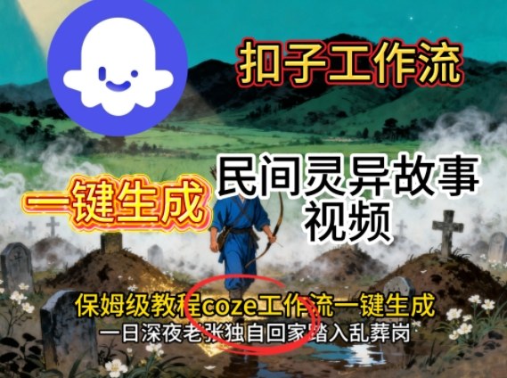 Coze扣子工作流一键生成民间灵异故事视频，保姆级教程搭建教学-知行阁轻创网-分享网络赚钱项目-全网首发副业项目实操平台-副业创业项目网