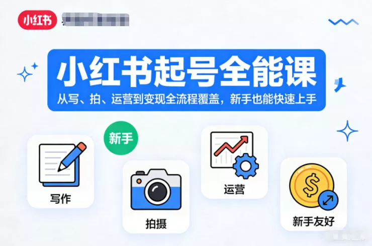 小红书起号全能课，从写、拍、运营到变现全流程覆盖，新手也能快速上手(更新)-知行阁轻创网-分享网络赚钱项目-全网首发副业项目实操平台-副业创业项目网