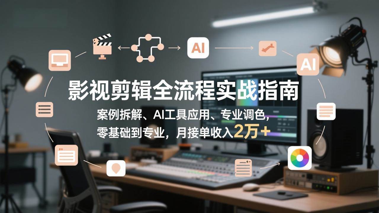 （17338期）影视剪辑全流程实战指南，案例拆解、AI工具应用、专业调色，零基础到专业，月接单收入2万+-知行阁轻创网-分享网络赚钱项目-全网首发副业项目实操平台-副业创业项目网