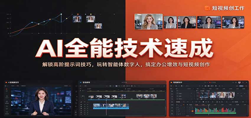 AI全能技术速成：解锁高阶提示词技巧，玩转智能体数字人，搞定办公增效与短视频创作-知行阁轻创网-分享网络赚钱项目-全网首发副业项目实操平台-副业创业项目网