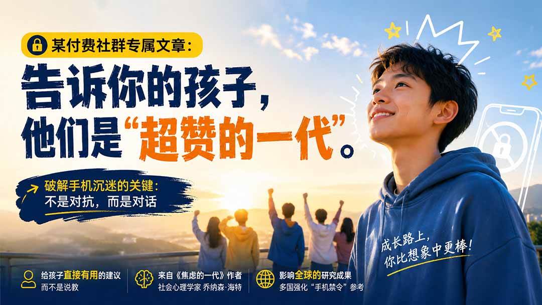 （20222期）某付费社群专属文章：告诉你的孩子，他们是“超赞的一代”。-知行阁轻创网-分享网络赚钱项目-全网首发副业项目实操平台-副业创业项目网