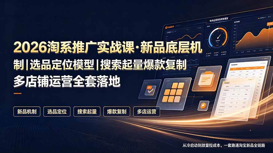 （19272期）2026淘系推广实战课·新品底层机制｜选品定位模型｜搜索起量爆款复制多店铺运营全套落地教程-知行阁轻创网-分享网络赚钱项目-全网首发副业项目实操平台-副业创业项目网