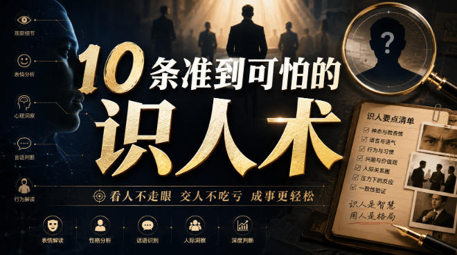 付费文章:10条准到可怕的识人术-知行阁轻创网-分享网络赚钱项目-全网首发副业项目实操平台-副业创业项目网