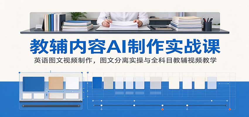 AI制作教辅内容实战课：英语图文视频制作，图文分离实操与全科目教辅视频教学-知行阁轻创网-分享网络赚钱项目-全网首发副业项目实操平台-副业创业项目网