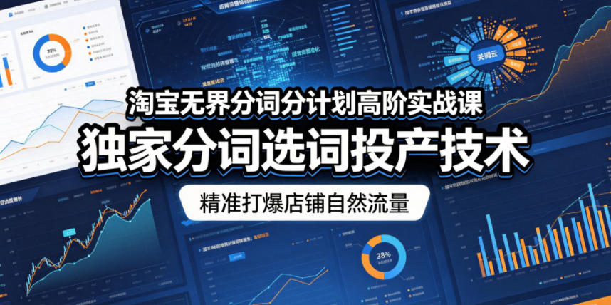 淘宝无界分词分计划高阶实战课，独家分词选词投产技术，精准打爆店铺自然流量-知行阁轻创网-分享网络赚钱项目-全网首发副业项目实操平台-副业创业项目网