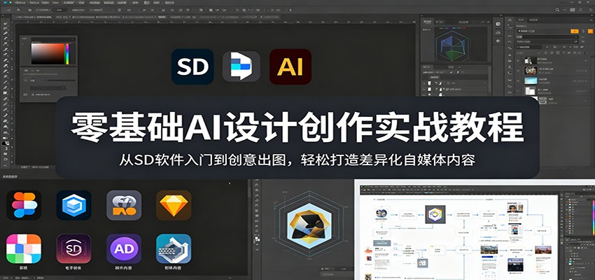 零基础AI设计创作实战教程：从SD软件入门到创意出图，轻松打造差异化自媒体内容-知行阁轻创网-分享网络赚钱项目-全网首发副业项目实操平台-副业创业项目网
