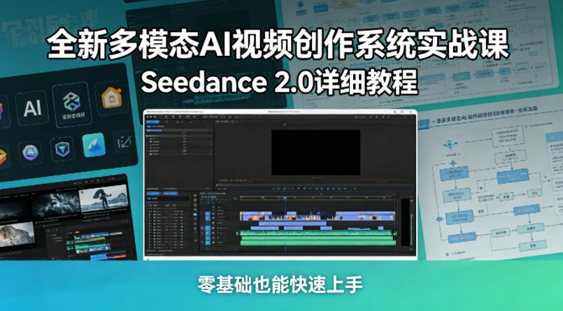 全新多模态AI视频创作系统实战课，Seedance 2.0详细教程，零基础也能快速上手-知行阁轻创网-分享网络赚钱项目-全网首发副业项目实操平台-副业创业项目网