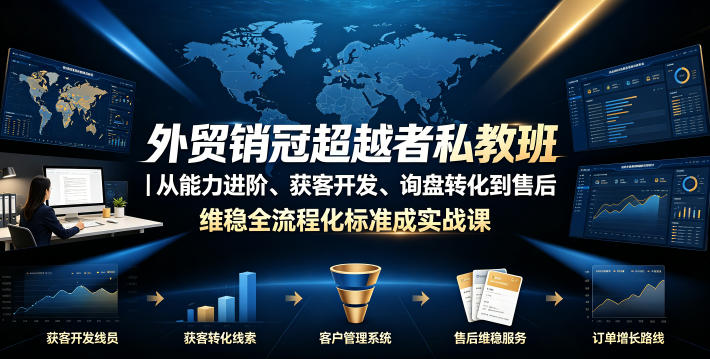 外贸销冠超越者私教班｜从能力进阶、获客开发、询盘转化到售后维稳全流程标准化成交实战课-知行阁轻创网-分享网络赚钱项目-全网首发副业项目实操平台-副业创业项目网