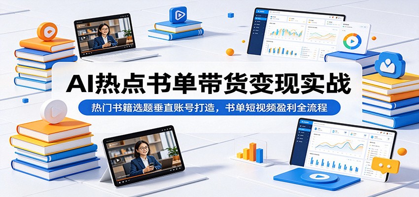 AI热点书单带货变现实战：热门书籍选题垂直账号打造，书单短视频盈利全流程-知行阁轻创网-分享网络赚钱项目-全网首发副业项目实操平台-副业创业项目网