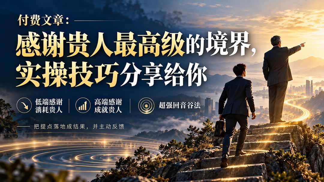 （20871期）付费文章：感谢贵人最高级的境界，实操技巧分享给你-知行阁轻创网-分享网络赚钱项目-全网首发副业项目实操平台-副业创业项目网
