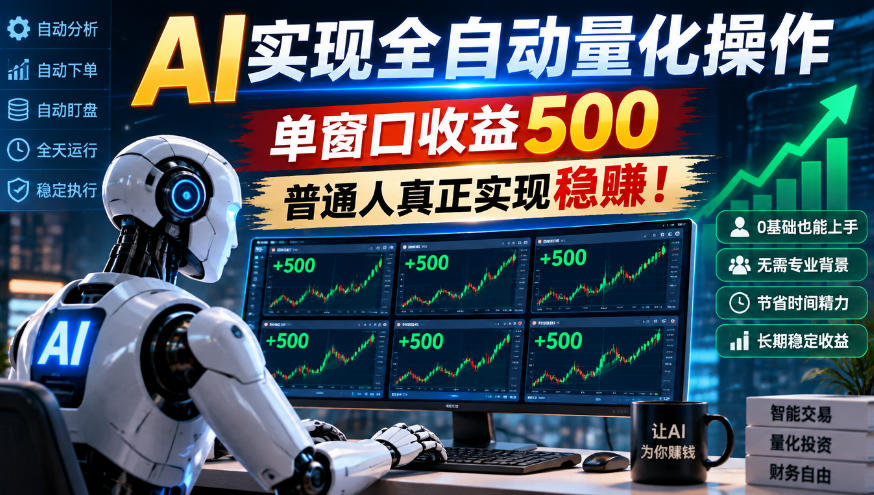 AI实现全自动量化操作，单窗口收益500，普通人真正实现稳賺！【揭秘】-知行阁轻创网-分享网络赚钱项目-全网首发副业项目实操平台-副业创业项目网