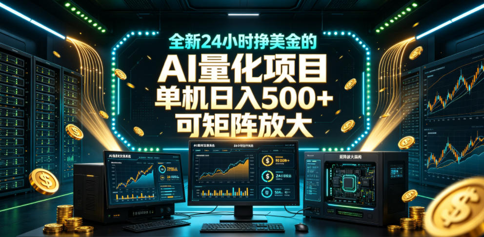 全新24小时挣美金的AI量化项目，单机日入500+，每天见收益，可矩阵放大【揭秘】-知行阁轻创网-分享网络赚钱项目-全网首发副业项目实操平台-副业创业项目网