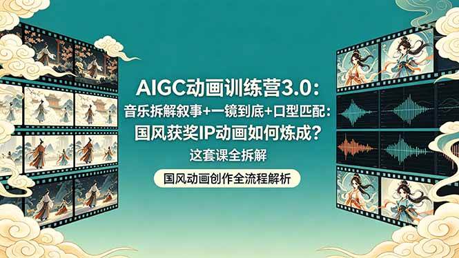 （18244期）AIGC动画训练营3.0：音乐拆解叙事+一镜到底+口型匹配：国风获奖IP动画如何炼成？这套课全拆解-知行阁轻创网-分享网络赚钱项目-全网首发副业项目实操平台-副业创业项目网
