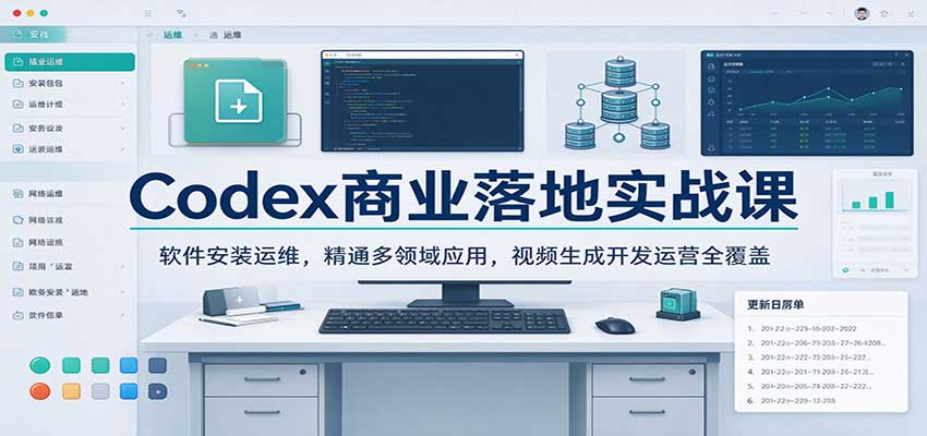 Codex商业落地实战课：软件安装运维，精通多领域应用，视频生成开发运营全覆盖-知行阁轻创网-分享网络赚钱项目-全网首发副业项目实操平台-副业创业项目网