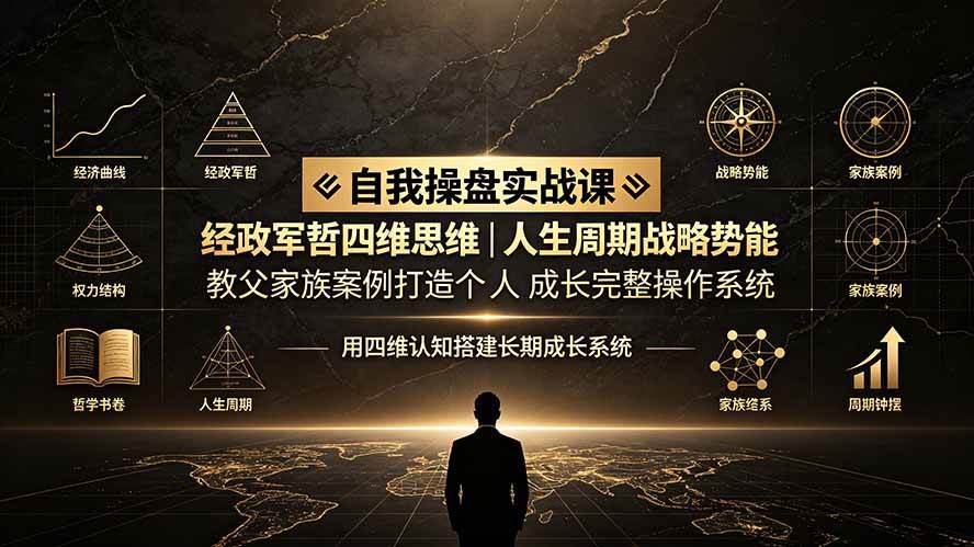 (19398期)自我操盘实战课:经政军哲四维思维|人生周期战略势能|教父家族案例打造个人成长完整操作系统-知行阁轻创网-分享网络赚钱项目-全网首发副业项目实操平台-副业创业项目网