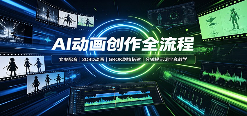 AI动画创作全流程：文案配音，2D3D动画，GROK剧情搭建，分镜提示词全套教学-知行阁轻创网-分享网络赚钱项目-全网首发副业项目实操平台-副业创业项目网