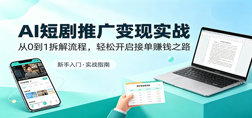 AI短剧推广变现实战：从0到1拆解流程，轻松开启接单赚钱之路-知行阁轻创网-分享网络赚钱项目-全网首发副业项目实操平台-副业创业项目网