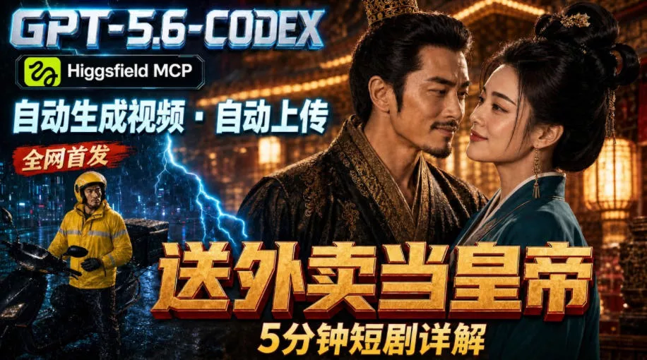 GPT-5.6 Codex+Higgsfield MCP:一条指令生成5分钟短剧并自动上传YouTube(油管)-知行阁轻创网-分享网络赚钱项目-全网首发副业项目实操平台-副业创业项目网