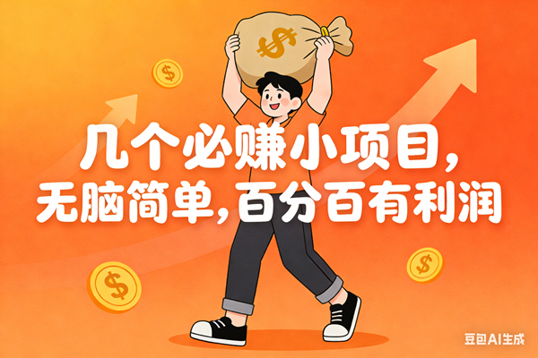 （16918期）几个必赚小项目，无脑简单，百分百有利润，副业首选，日入200+-知行阁轻创网-分享网络赚钱项目-全网首发副业项目实操平台-副业创业项目网