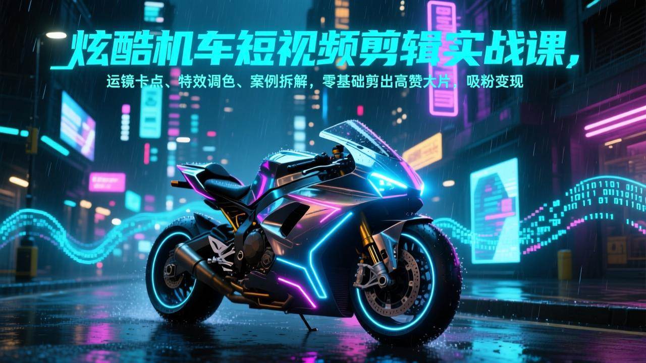 （17304期）炫酷机车短视频剪辑实战课，运镜卡点、特效调色、案例拆解，零基础剪出高赞大片，吸粉变现-知行阁轻创网-分享网络赚钱项目-全网首发副业项目实操平台-副业创业项目网