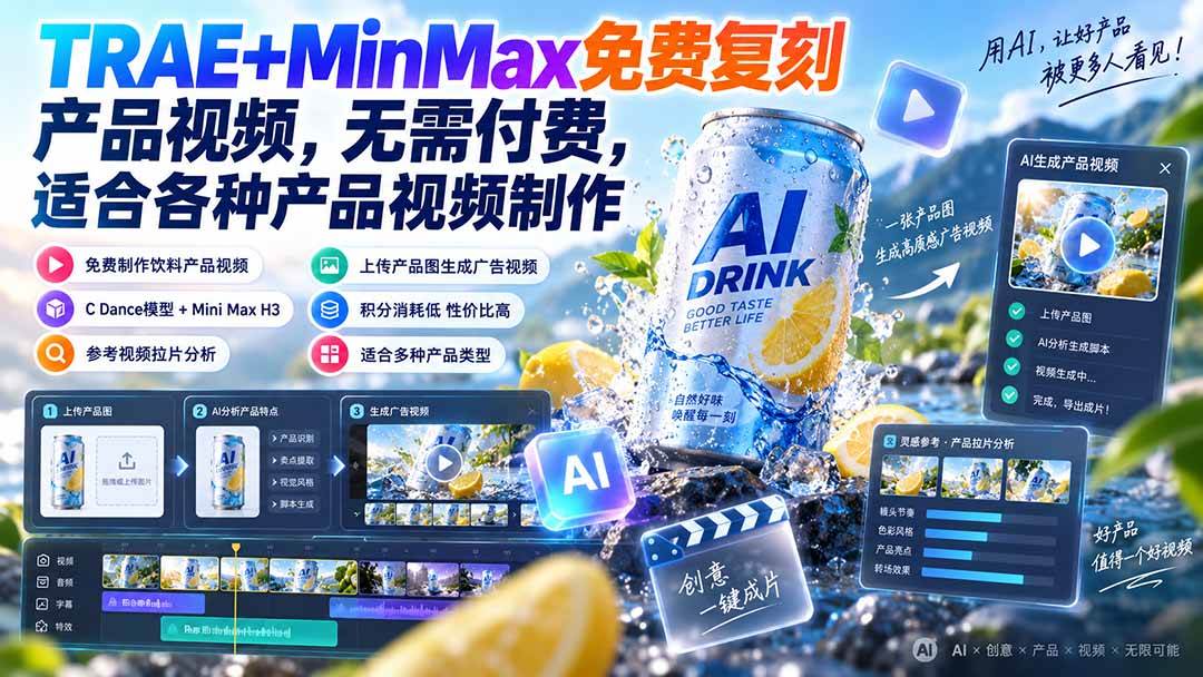 （20362期）TRAE+MinMax免费复刻产品视频，无需付费，适合各种产品视频制作-知行阁轻创网-分享网络赚钱项目-全网首发副业项目实操平台-副业创业项目网