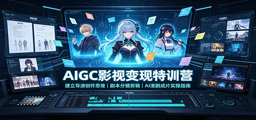 AIGC影视变现特训营：建立导演创作思维，剧本分镜剪辑，AI漫剧成片实操指南-知行阁轻创网-分享网络赚钱项目-全网首发副业项目实操平台-副业创业项目网