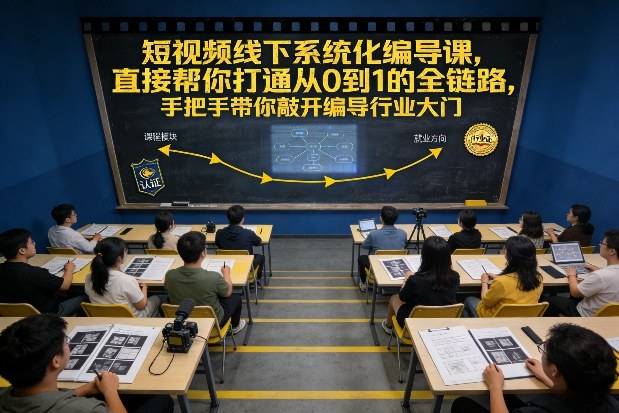 短视频线下系统化编导课，直接帮你打通从0到1的全链路，手把手带你敲开编导行业大门-知行阁轻创网-分享网络赚钱项目-全网首发副业项目实操平台-副业创业项目网