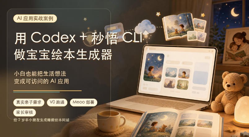 AI应用实战案例，用Codex+秒悟CLl做宝宝绘本生成器，小白也能把生活想法变成可访问的AI应用-知行阁轻创网-分享网络赚钱项目-全网首发副业项目实操平台-副业创业项目网