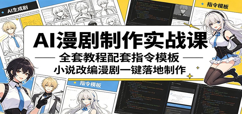 AI漫剧制作实战课：全套教程配套指令模板，小说改编漫剧一键落地制作-知行阁轻创网-分享网络赚钱项目-全网首发副业项目实操平台-副业创业项目网