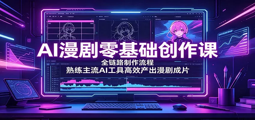 AI漫剧零基础创作课:全链路制作流程,熟练主流AI工具高效产出漫剧成片-知行阁轻创网-分享网络赚钱项目-全网首发副业项目实操平台-副业创业项目网