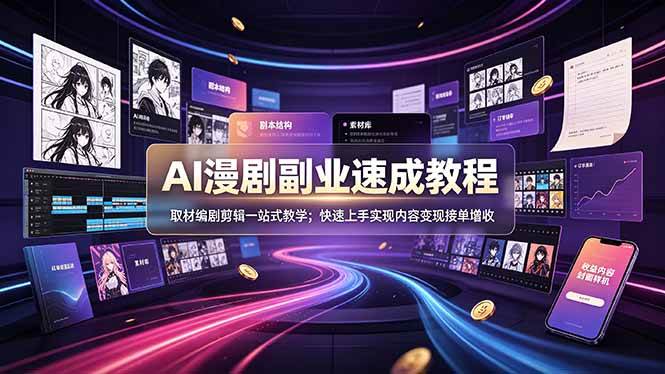 (19157期)AI漫剧副业速成教程,取材编剧剪辑一站式教学;快速上手实现内容变现接单增收-知行阁轻创网-分享网络赚钱项目-全网首发副业项目实操平台-副业创业项目网