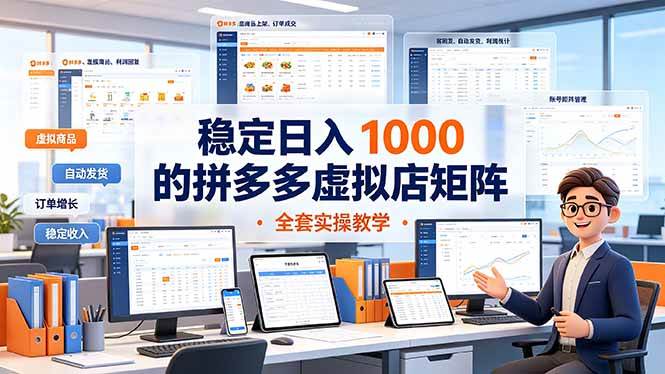 （19253期）稳定日入 1000 的拼多多虚拟店矩阵，全套实操教学-知行阁轻创网-分享网络赚钱项目-全网首发副业项目实操平台-副业创业项目网