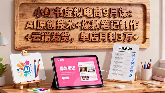 （16287期）小红书虚拟电商9月课：AI原创技术+爆款笔记制作+云端发货，单店月利3万+-知行阁轻创网-分享网络赚钱项目-全网首发副业项目实操平台-副业创业项目网