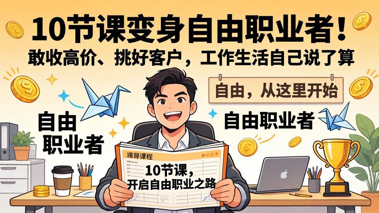 (17663期)10 节课变身自由职业者!敢收高价、挑好客户,工作生活自己说了算-知行阁轻创网-分享网络赚钱项目-全网首发副业项目实操平台-副业创业项目网