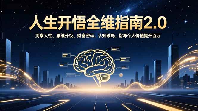 （16898期）人生开悟全维指南2.0：洞察人性、思维升级、财富密码，认知破局，指导个人价值提升百万-知行阁轻创网-分享网络赚钱项目-全网首发副业项目实操平台-副业创业项目网