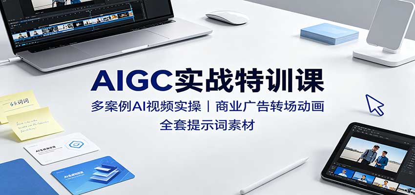 AIGC实战特训课：多案例AI视频实操，商业广告转场动画，全套提示词素材-知行阁轻创网-分享网络赚钱项目-全网首发副业项目实操平台-副业创业项目网