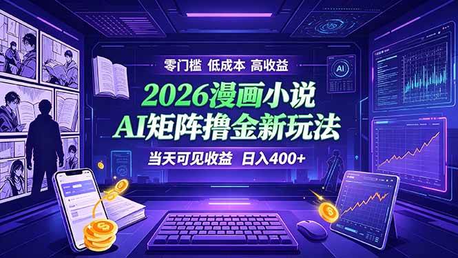 （19219期）爆款小说漫画大阅读 ai矩阵操作 当天可见收益 日入400+ 零门槛 高收益-知行阁轻创网-分享网络赚钱项目-全网首发副业项目实操平台-副业创业项目网