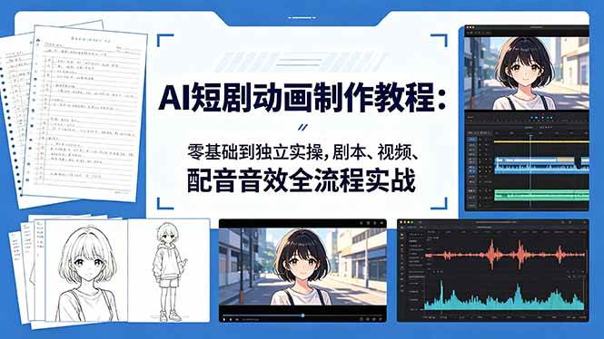 （18351期）AI短剧动画制作教程：零基础到独立实操，剧本、视频、配音音效全流程实战-知行阁轻创网-分享网络赚钱项目-全网首发副业项目实操平台-副业创业项目网