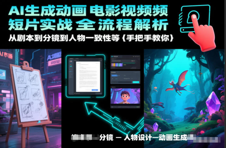 AI生成动画电影视频短片实战全流程解析，从剧本到分镜到人物一致性等手把手教你-知行阁轻创网-分享网络赚钱项目-全网首发副业项目实操平台-副业创业项目网