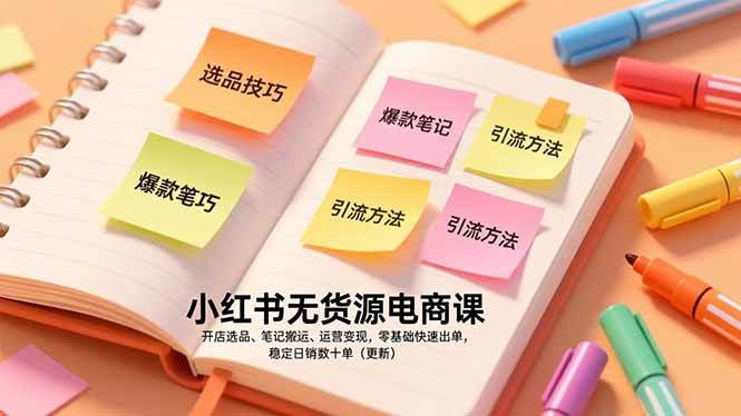 （17018期）小红书无货源电商课，开店选品、笔记搬运、运营变现，零基础快速出单，稳定日销数十单（更新）-知行阁轻创网-分享网络赚钱项目-全网首发副业项目实操平台-副业创业项目网