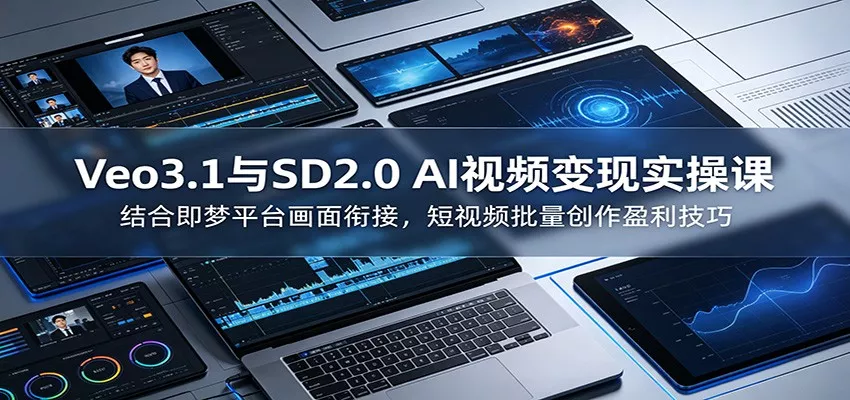 Veo3.1与SD2.0 AI视频变现实操课课：结合即梦平台画面衔接，短视频批量创作盈利技巧-知行阁轻创网-分享网络赚钱项目-全网首发副业项目实操平台-副业创业项目网