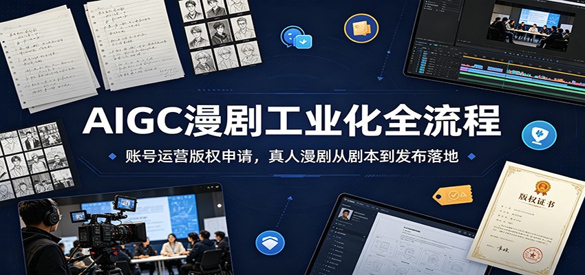 AIGC漫剧工业化全流程：账号运营版权申请，真人漫剧从剧本到发布落地-知行阁轻创网-分享网络赚钱项目-全网首发副业项目实操平台-副业创业项目网