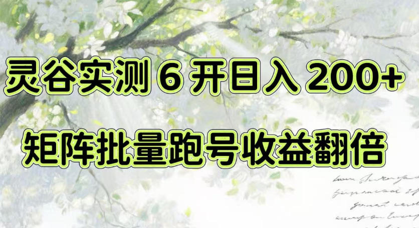 一台电脑就能做！灵谷实测6开日入200+，矩阵批量跑号收益翻倍【揭秘】-知行阁轻创网-分享网络赚钱项目-全网首发副业项目实操平台-副业创业项目网