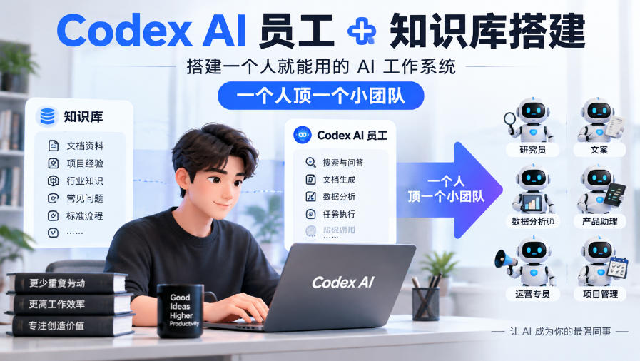 Codex AI员工+知识库搭建，搭建一个人就能用的AI工作系统，一个人顶一个小团队-知行阁轻创网-分享网络赚钱项目-全网首发副业项目实操平台-副业创业项目网