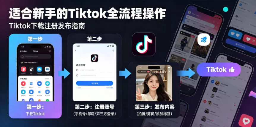 Tiktok下载注册发布，适合新手的Tiktok全流程操作-知行阁轻创网-分享网络赚钱项目-全网首发副业项目实操平台-副业创业项目网