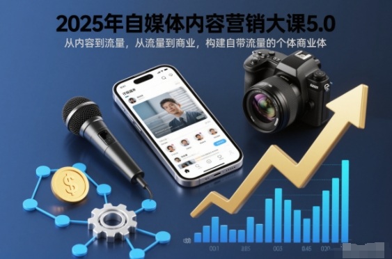 2025年自媒体内容营销大课5.0，从内容到流量，从流量到商业，构建自带流量的个体商业体-知行阁轻创网-分享网络赚钱项目-全网首发副业项目实操平台-副业创业项目网