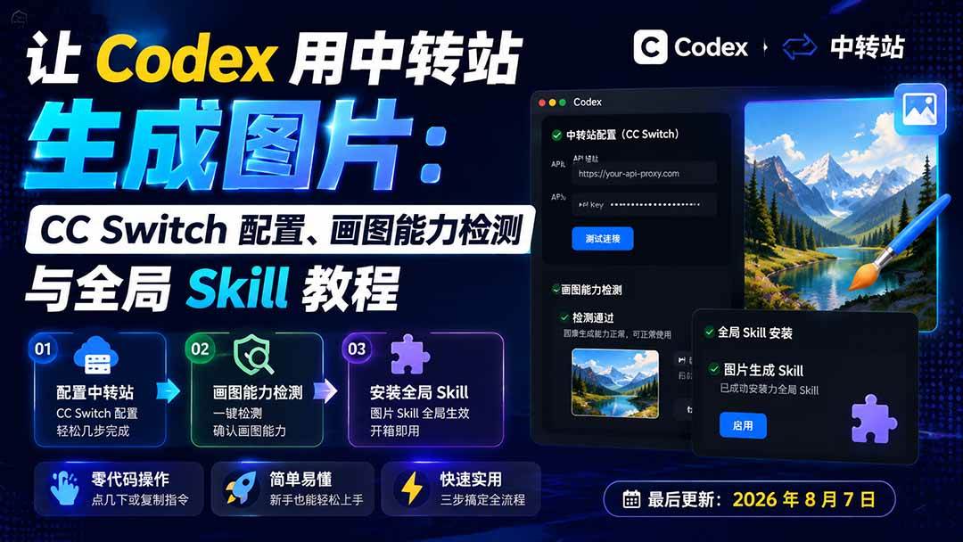 (19777期)让 Codex 用中转站生成图片:CC Switch 配置、画图能力检测与全局 Skill 教程-知行阁轻创网-分享网络赚钱项目-全网首发副业项目实操平台-副业创业项目网