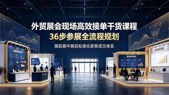 （19157期）外贸展会现场高效接单干货课程，36步参展全流程规划，展前展中展后标准化获客成交体系-知行阁轻创网-分享网络赚钱项目-全网首发副业项目实操平台-副业创业项目网
